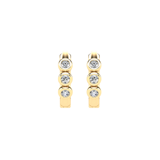 Triple Round Bezel Diamond Huggies – Henri Noël