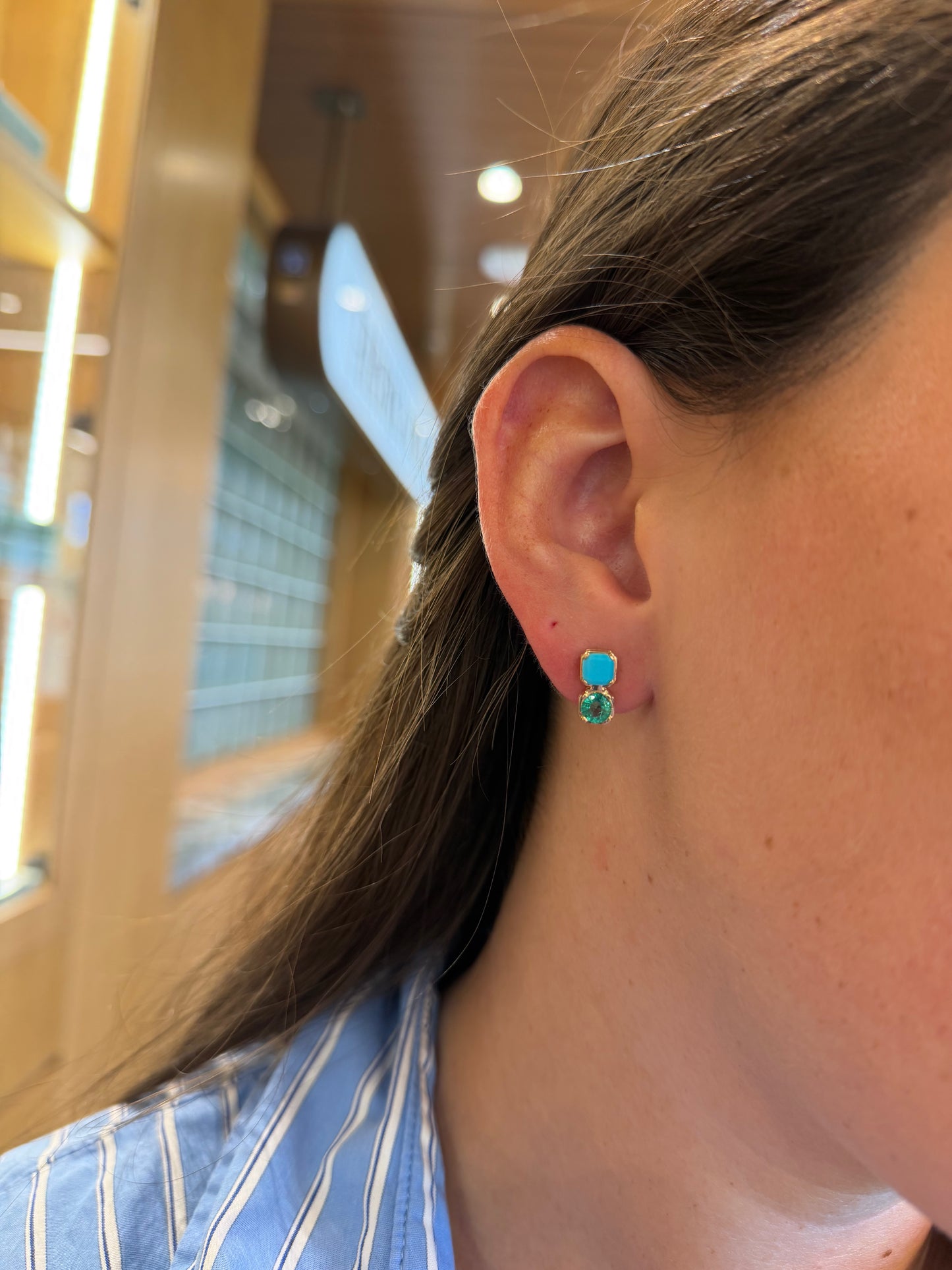 Turquoise & Emerald Bloom Studs
