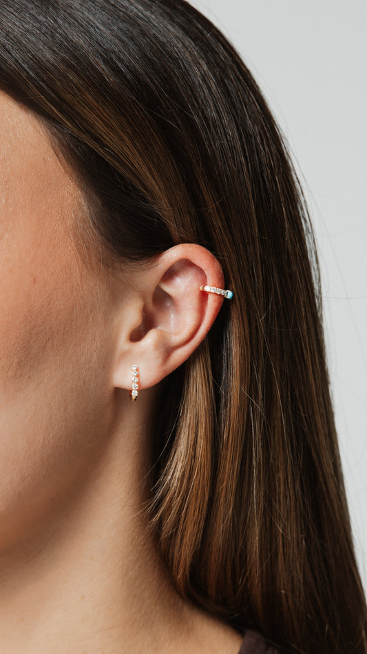 Turquoise and Diamond Ear Cuff
