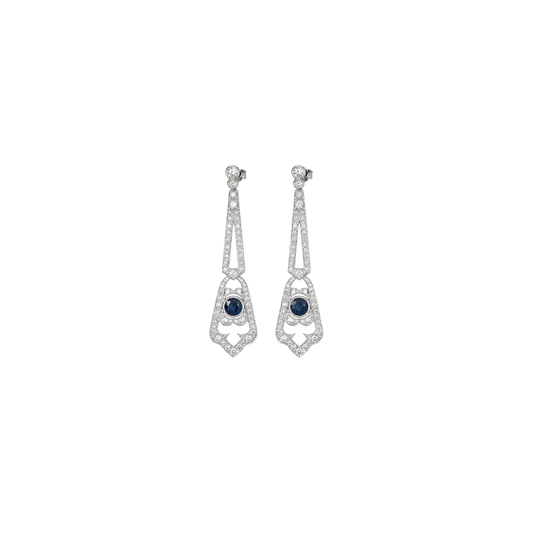 Vintage Blue Sapphire and Diamond Elongated Earrings – Henri Noël