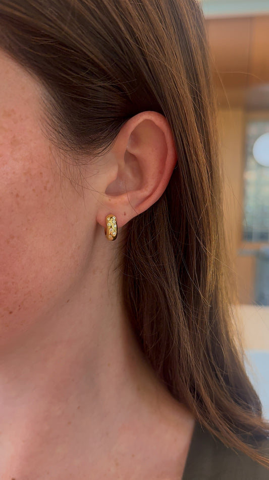 Vintage Diamond Flush Mini Hoops