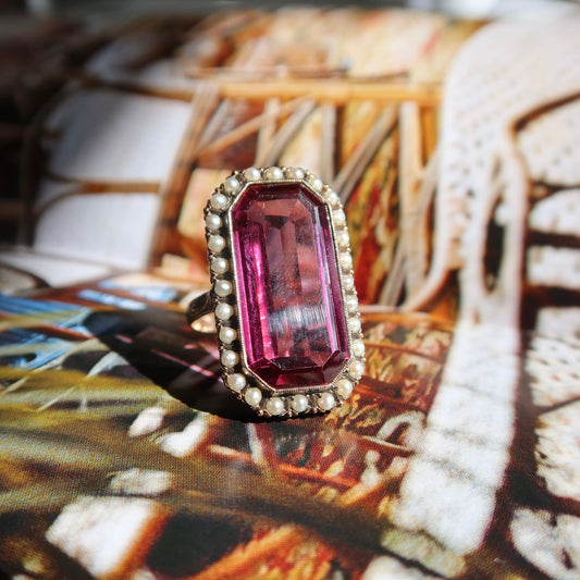 Vintage Pearl and Amethyst Cocktail Ring – Henri Noël