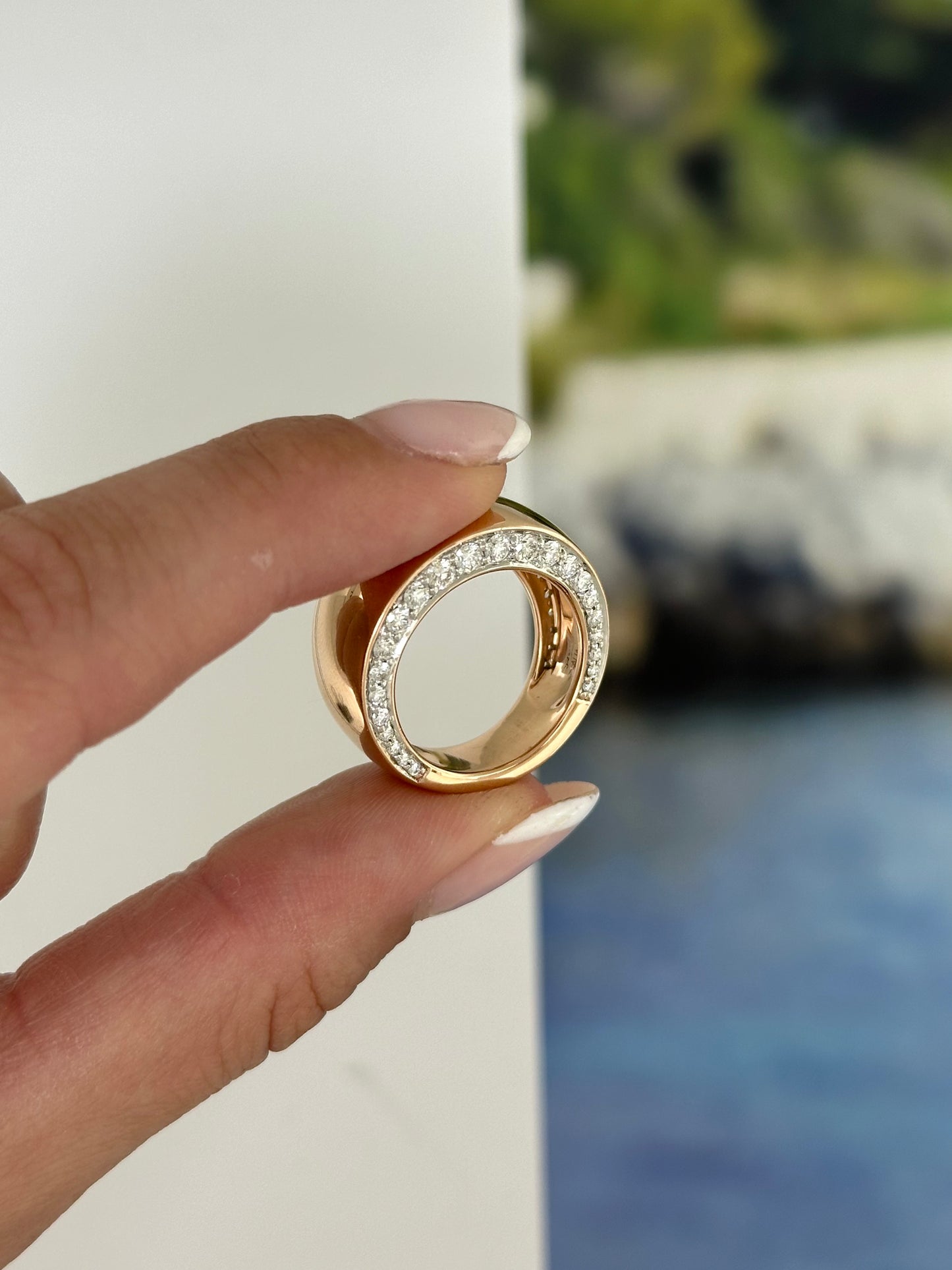 Vintage Walter Faith 18K Bombe Ring With Pave Diamonds – Henri Noël