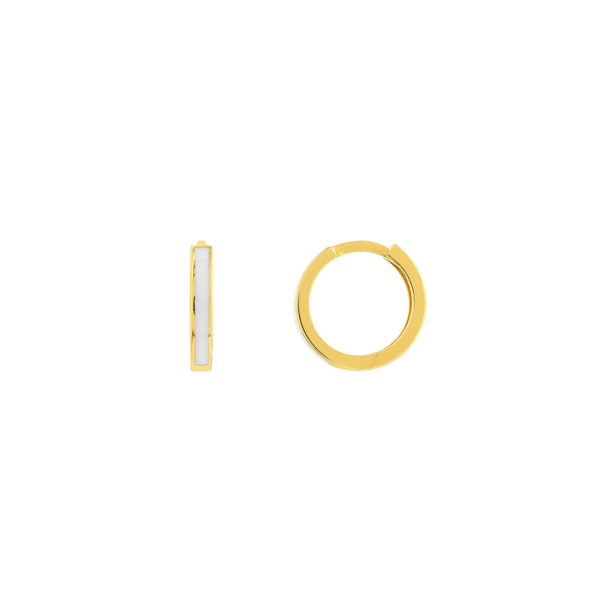 White Enamel & Gold Hoops