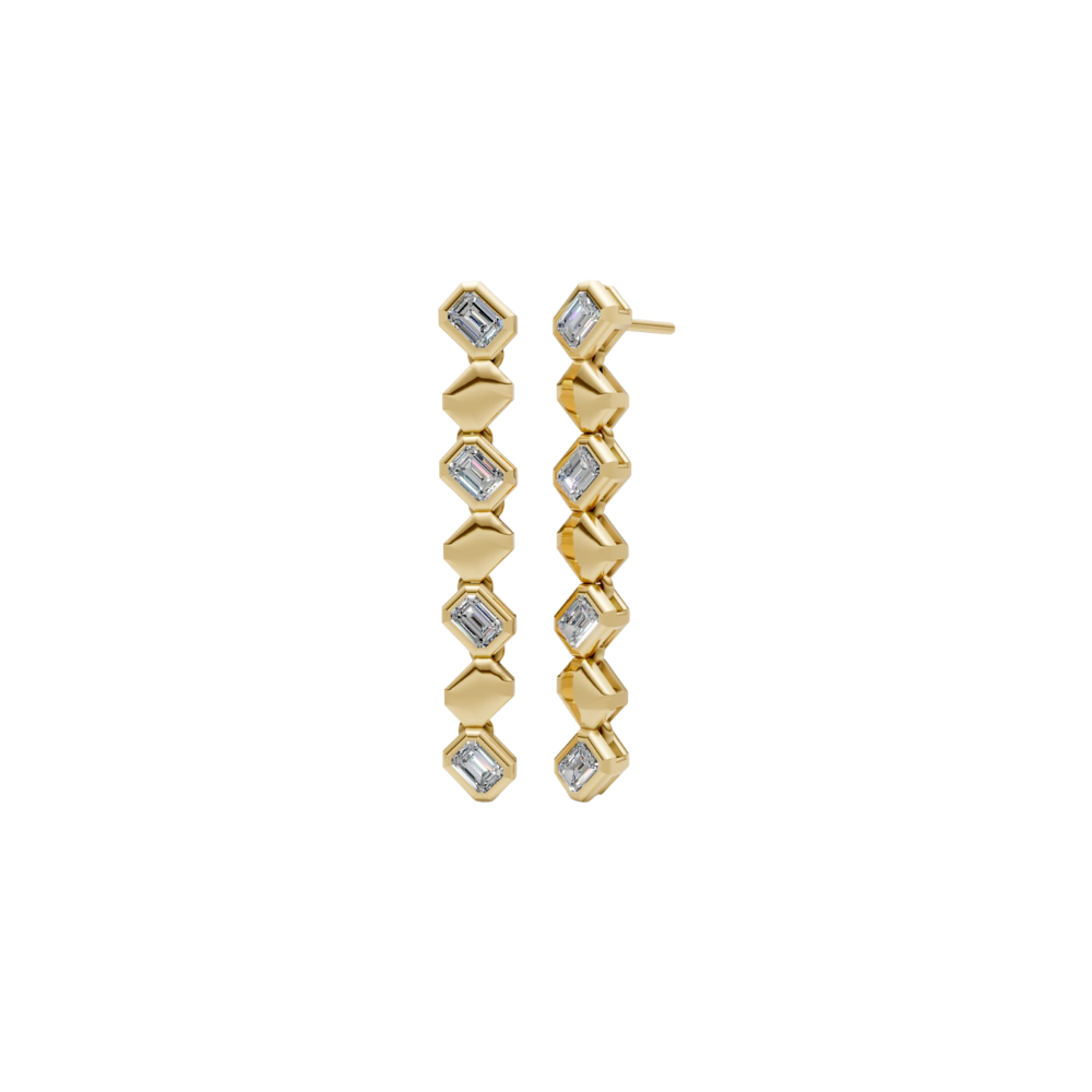 Alternating Emerald Cut Diamond Drops