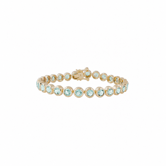 Aquamarine Bezel Tennis Bracelet