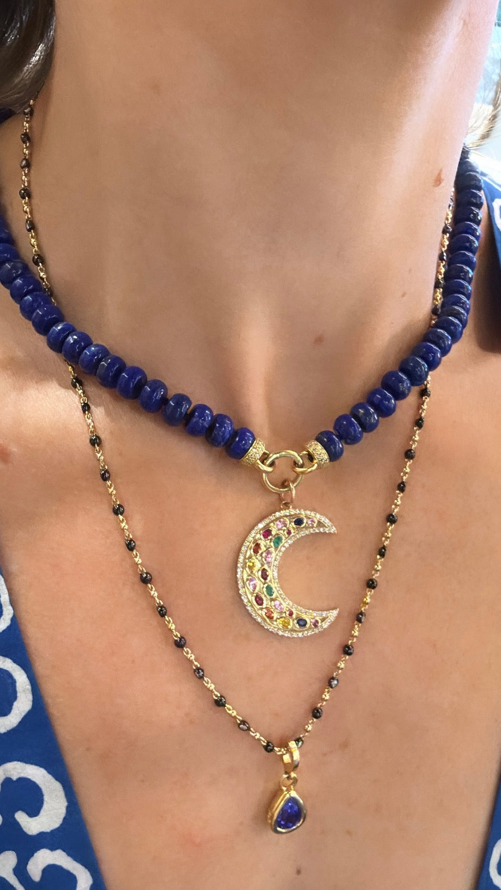 Black Enamel Bezel Diamond Necklace – Henri Noël