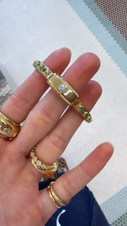 Lionheart- Aurelia Diamond and Emerald Cuff Bangle