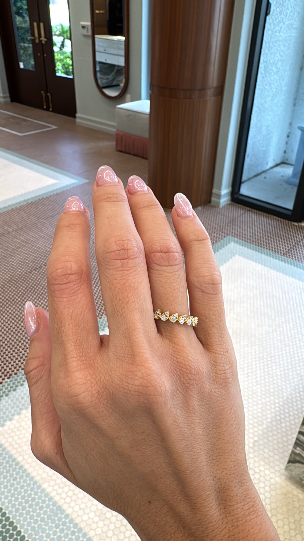 Double Round Diamond Pear Shape Band