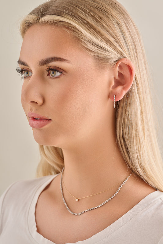 Diamond Prong Drop Earrings
