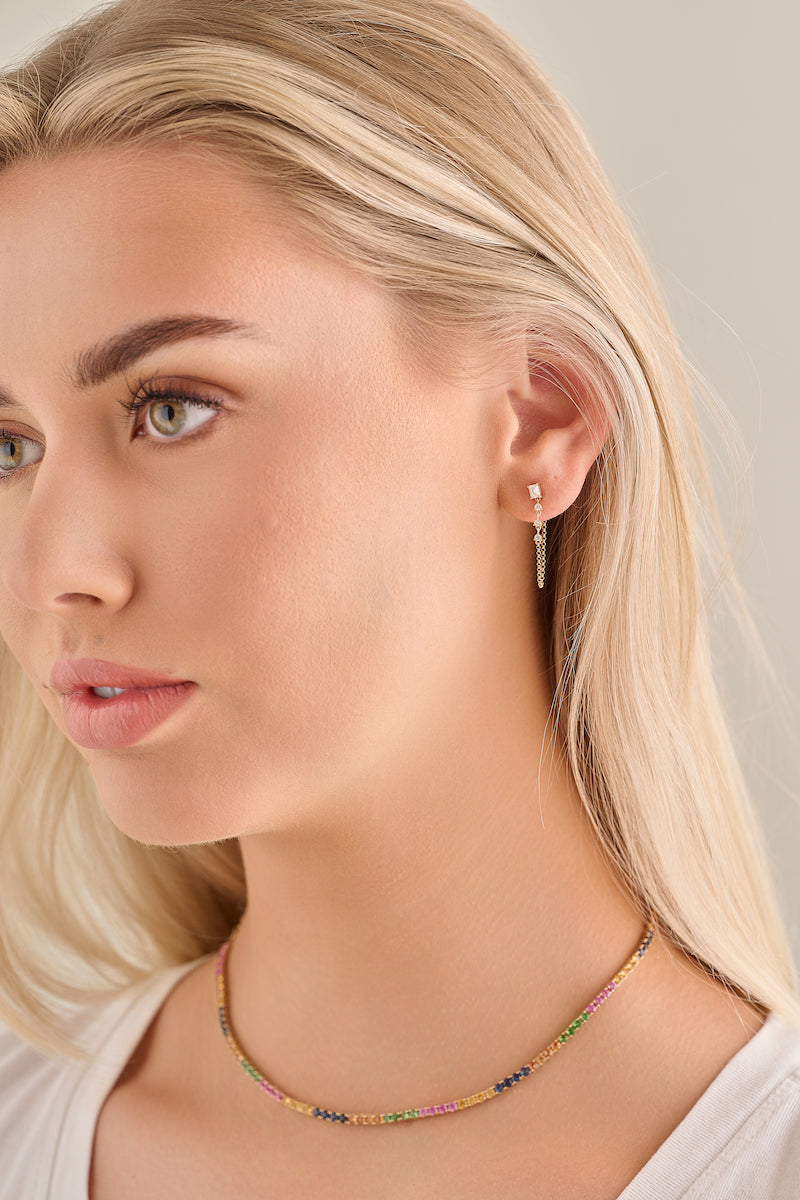Emma Diamond Chain Drop Earrings
