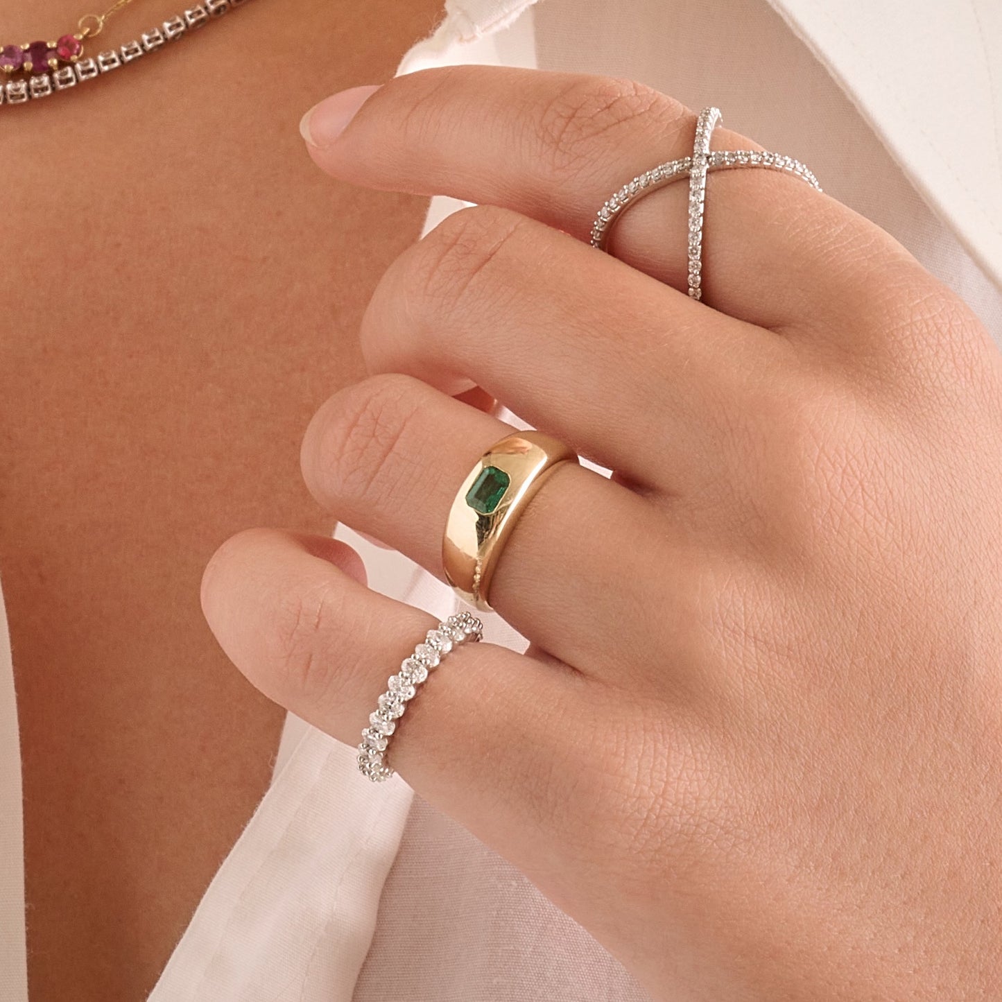 Gemstone Bubble Signet Ring