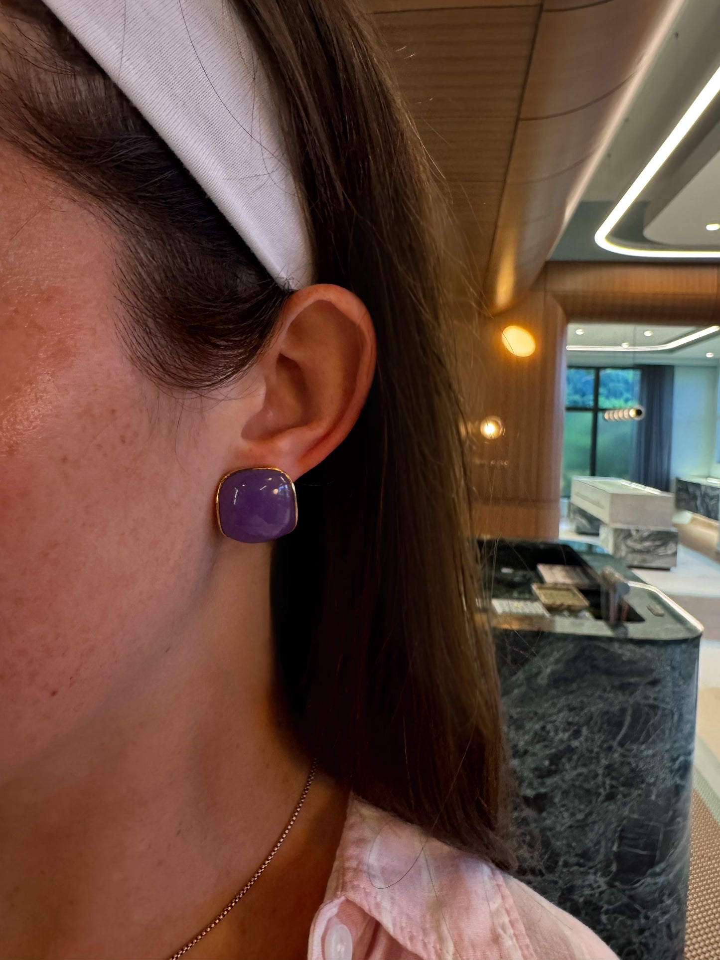 Estate Blue Chalcedony Quartz Earrings