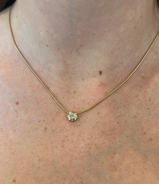 Estate Thick Bezel Diamond Solitaire Pendant
