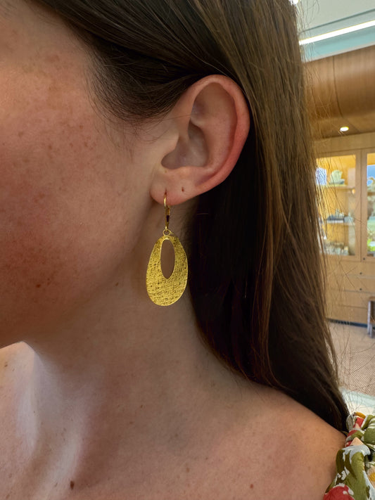 Estate Gold Oval Fan Earrings