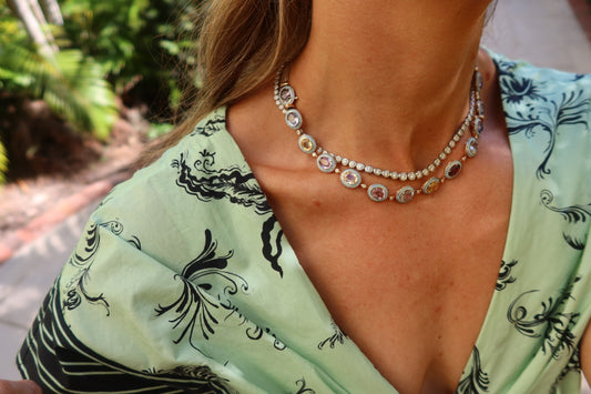 Graduated Bezel Diamond Tennis Necklace