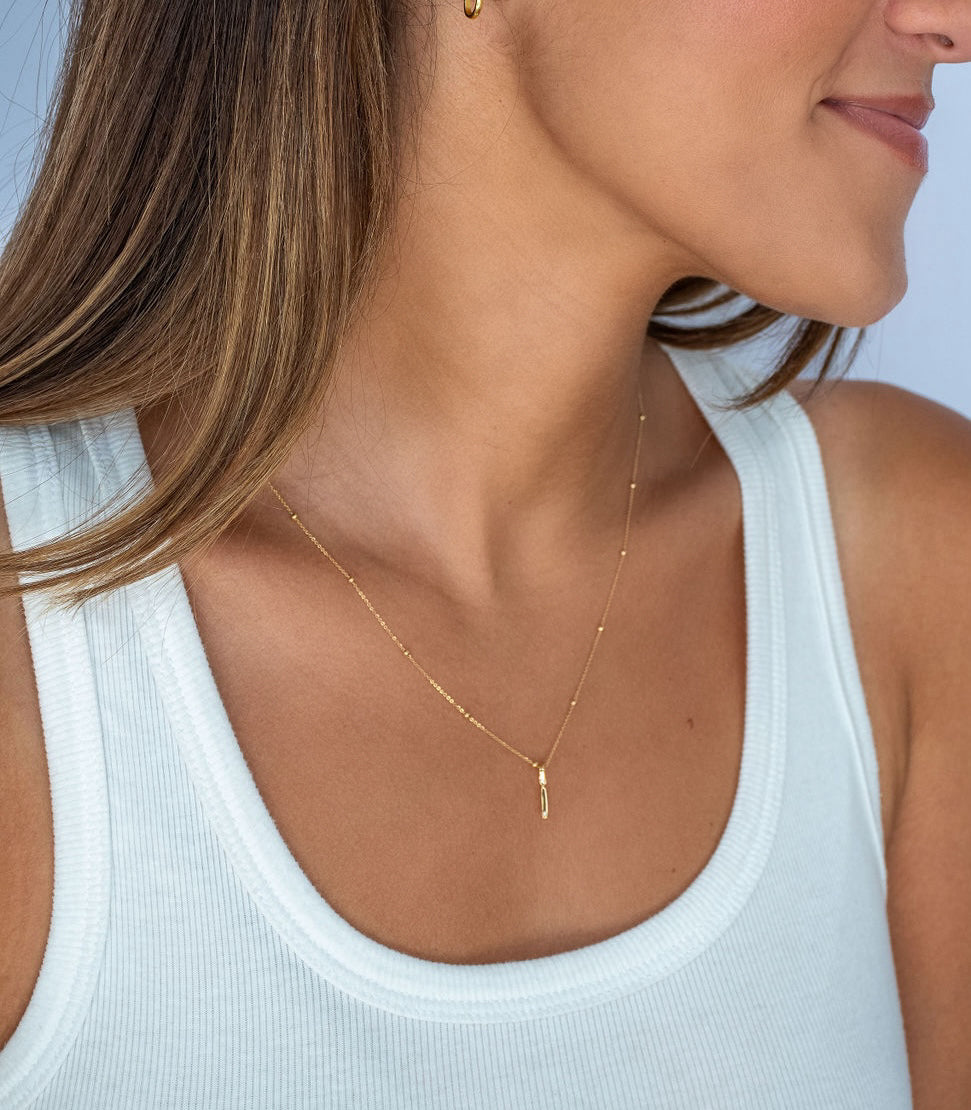 Bubble Diamond Initial Necklace - Small / White Gold