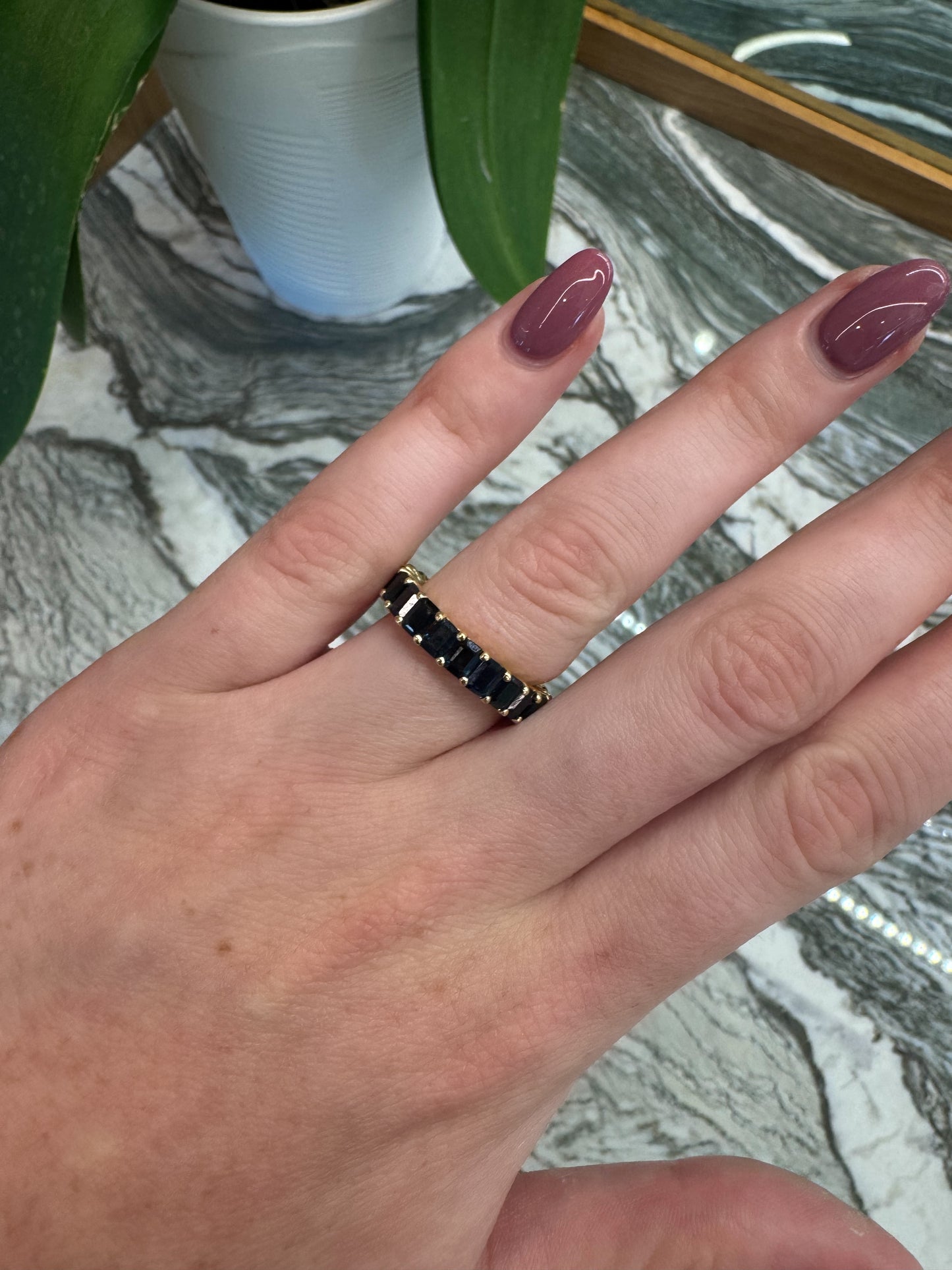 Large Blue Sapphire Eternity Band – Henri Noël