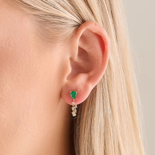 Emerald Pear with Diamond Drop Earring
