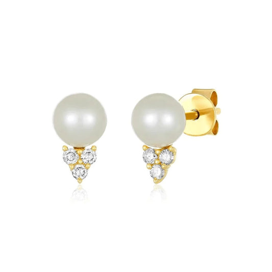 Diamond Trio with Pearl Studs