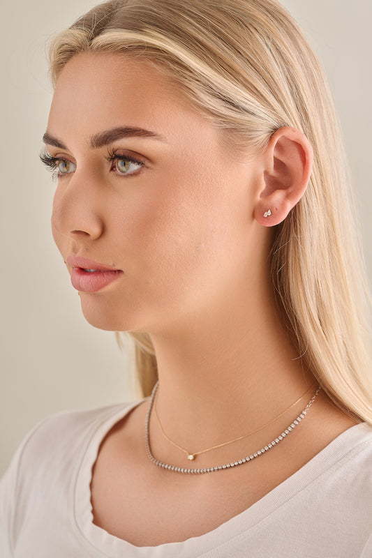 Double Diamond Pear Studs