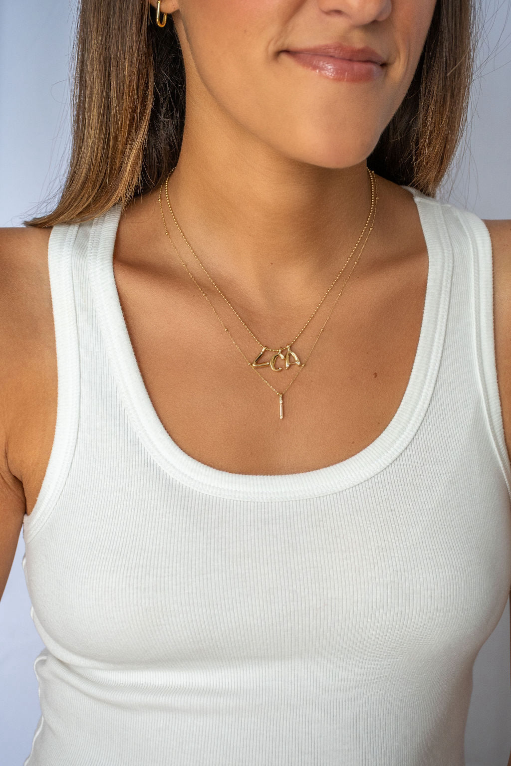 Bubble Diamond Initial Necklace - Small / White Gold