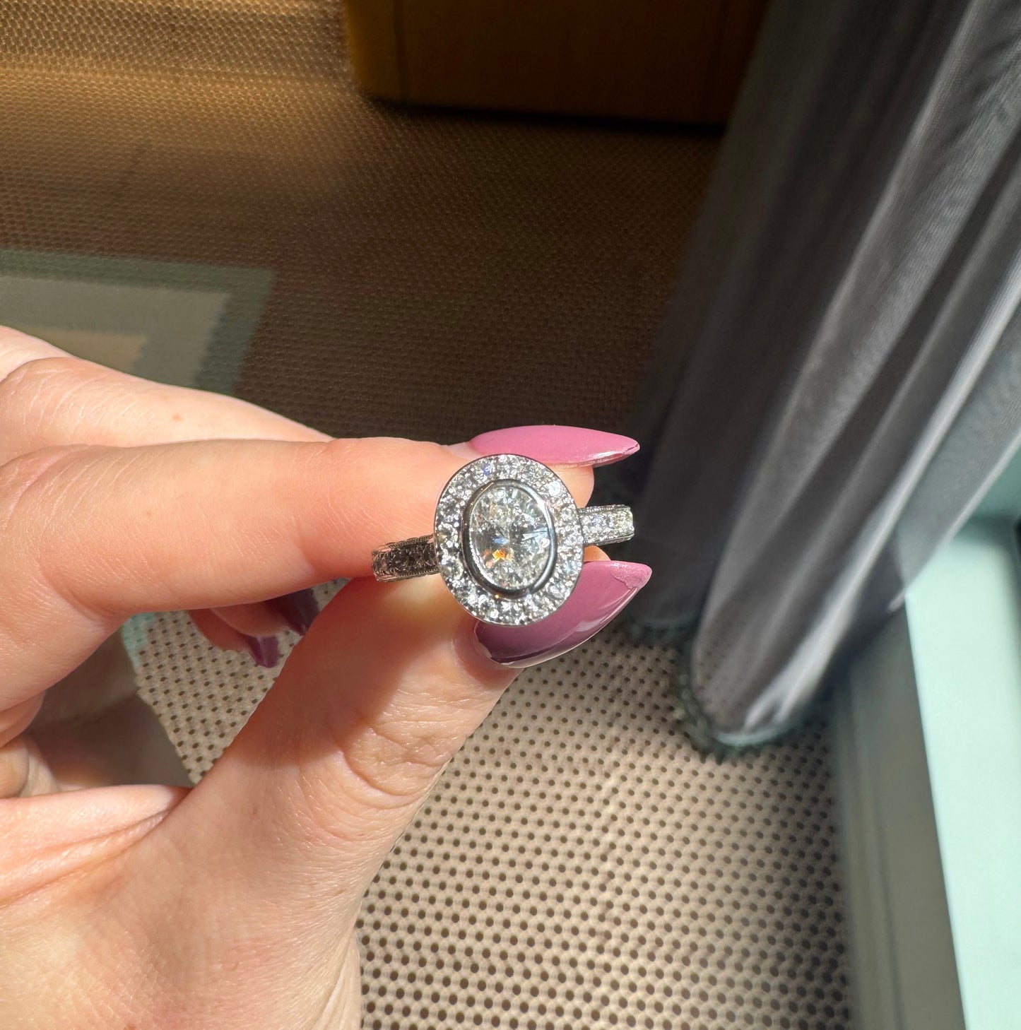 Vintage Oval Diamond Engagement Ring
