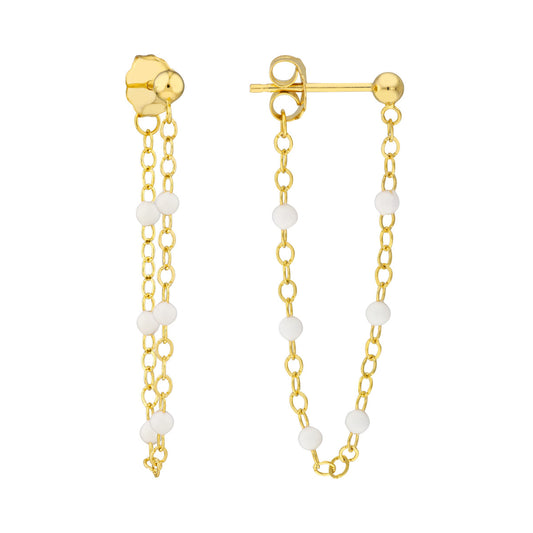 Enamel Chain Drop Earrings