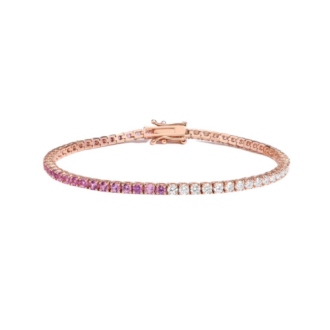 Pink Sapphire and Diamond Tennis Bracelet