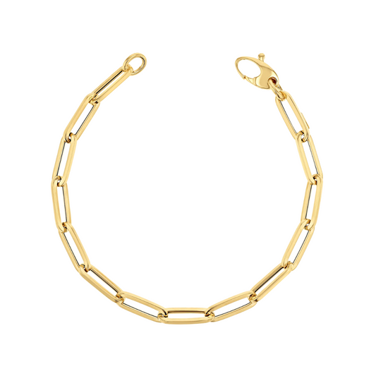 14k Solid Paperclip Bracelet