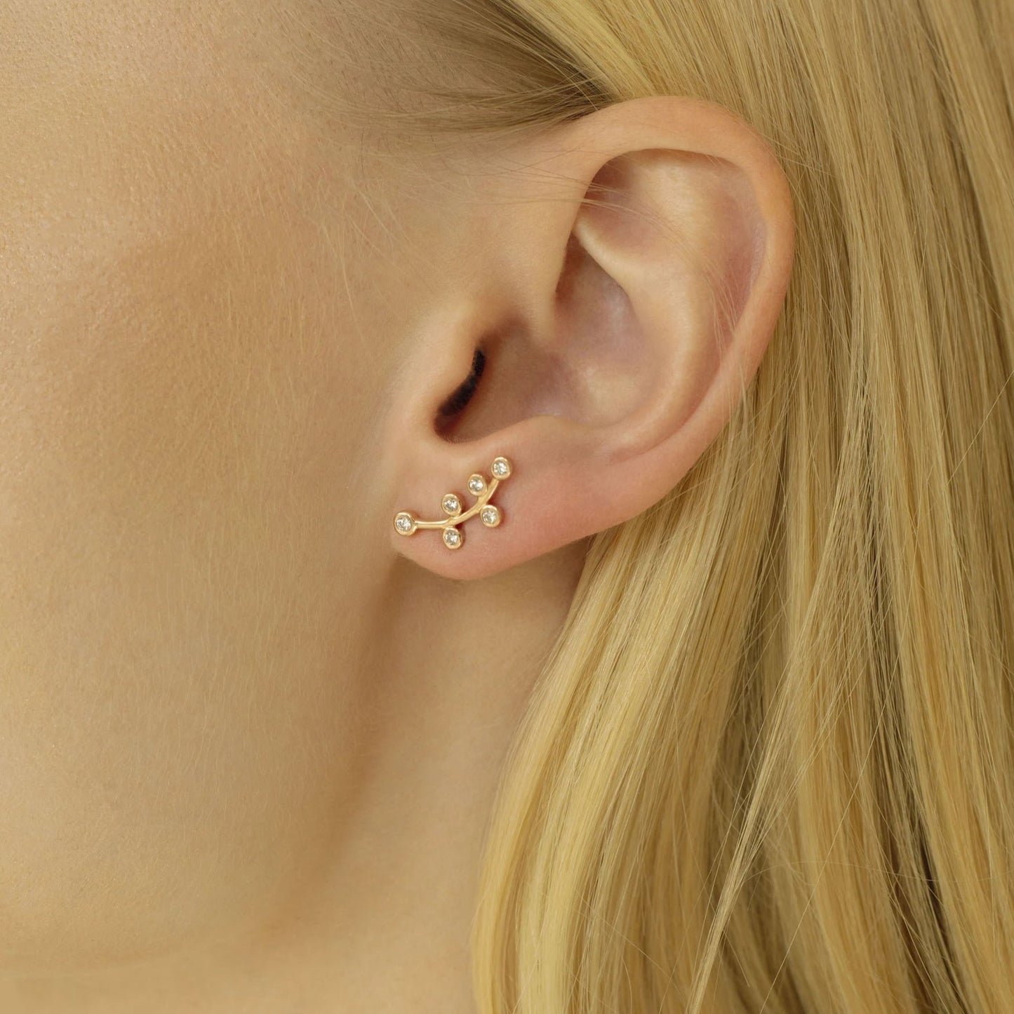 Bezel-set Diamond Climber Earring