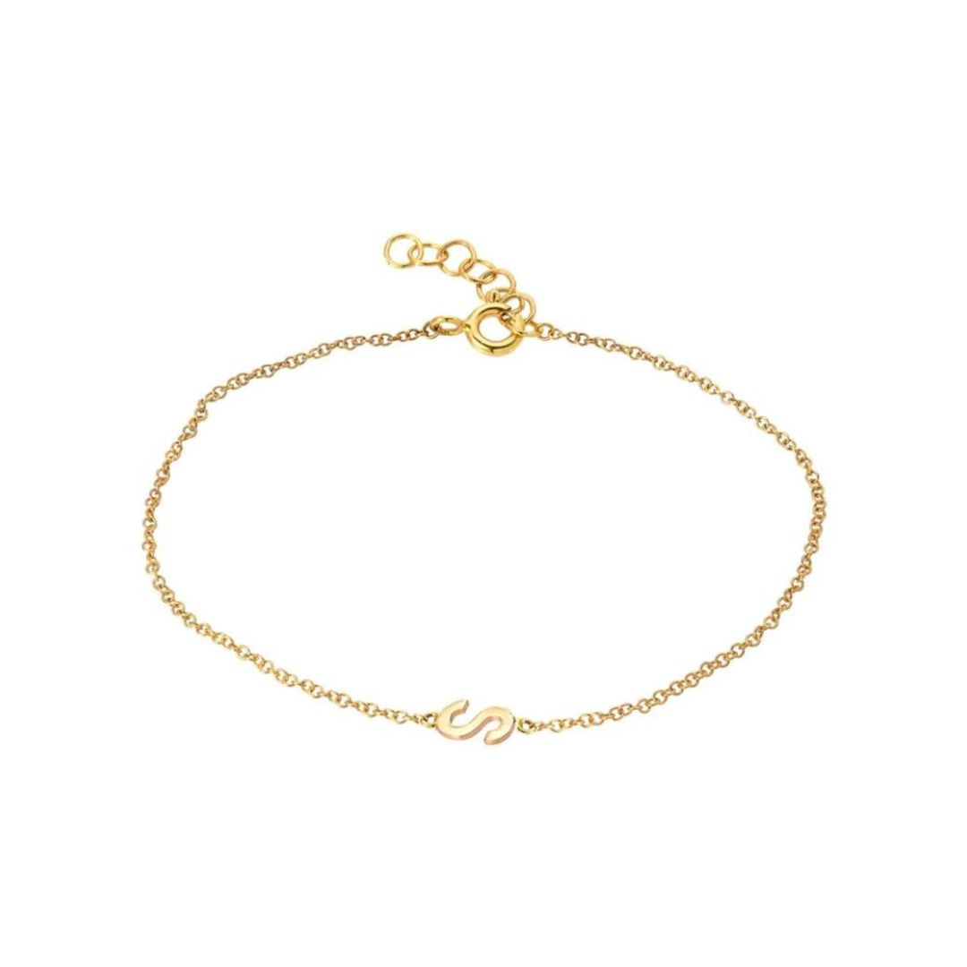 14k Solid Gold Initial Bracelet