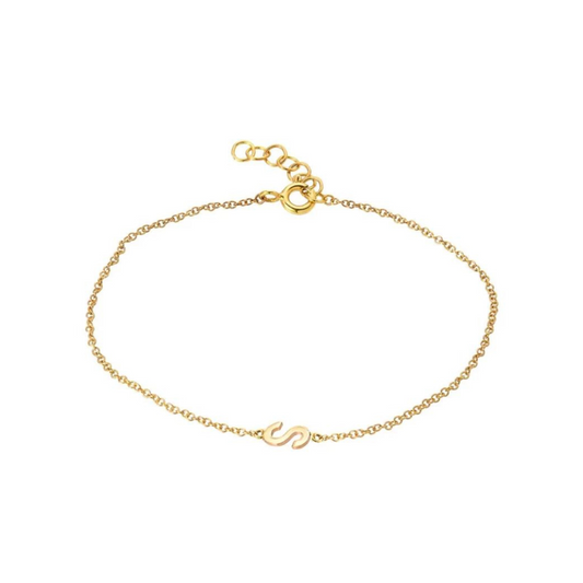 14k Solid Gold Initial Bracelet