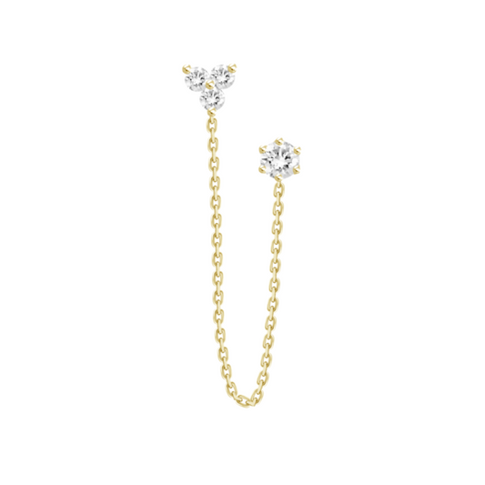 Double Diamond Stud and Triangle Earring
