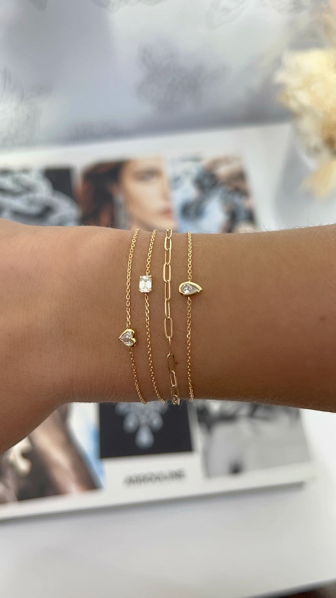 Adjustable Bezel Diamond Heart Bracelet – Henri Noël