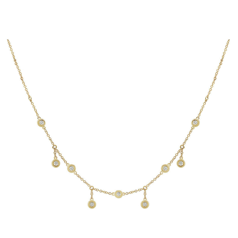 Alternating Diamond Drop Station Necklace