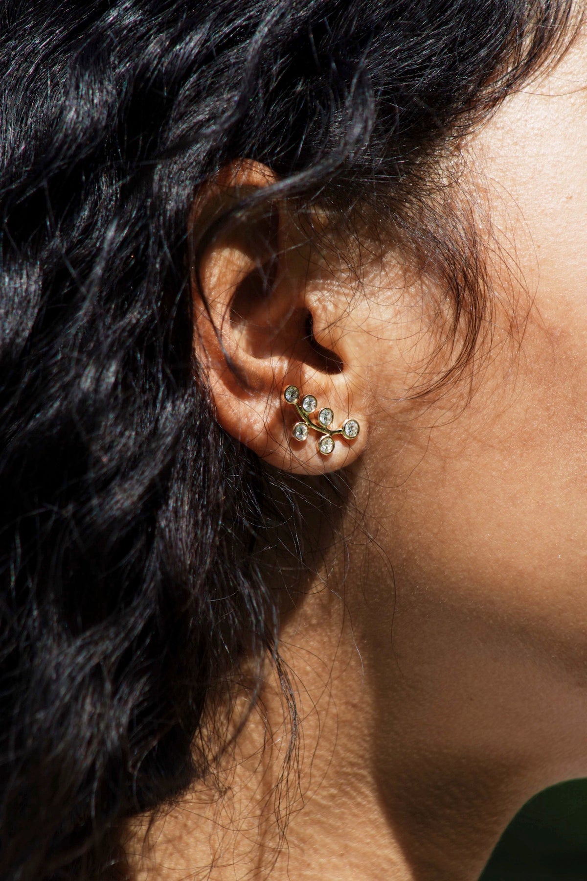 Bezel-set Diamond Climber Earring