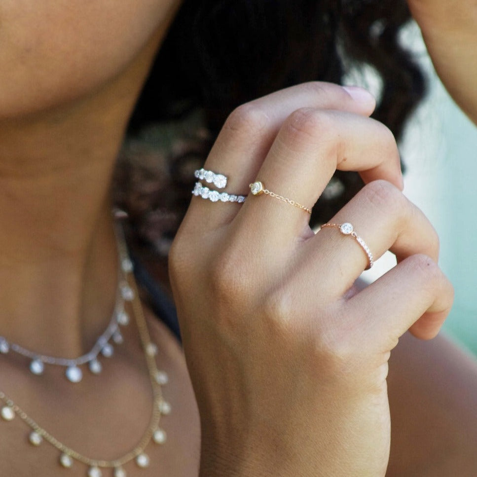 Diamond Band and Chain Ring