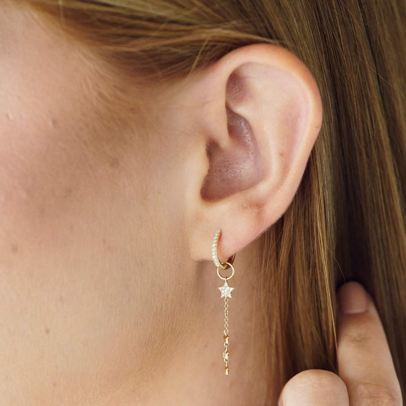Diamond Star Hoop Earrings