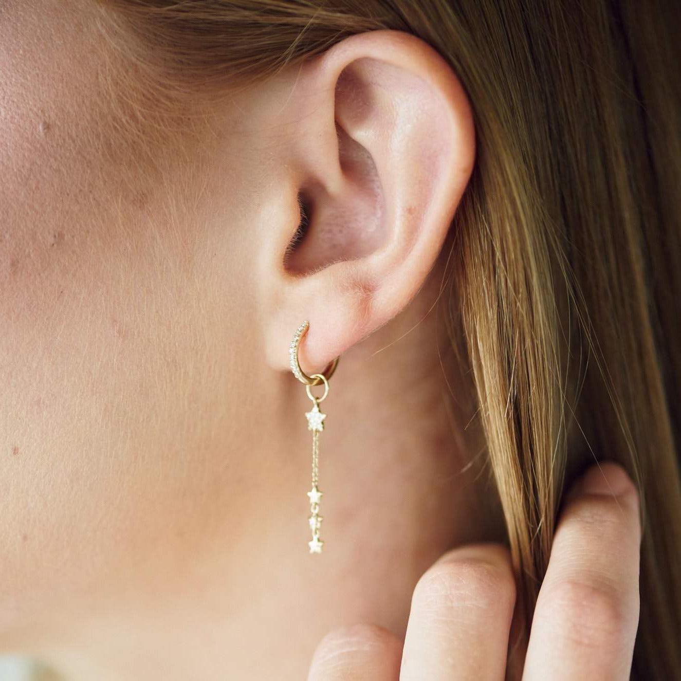 Diamond Star Hoop Earrings