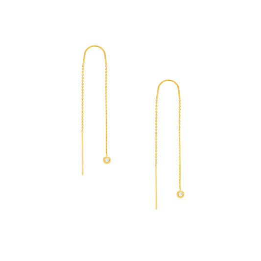 Diamond Bezel Threader Earrings – Henri Noël