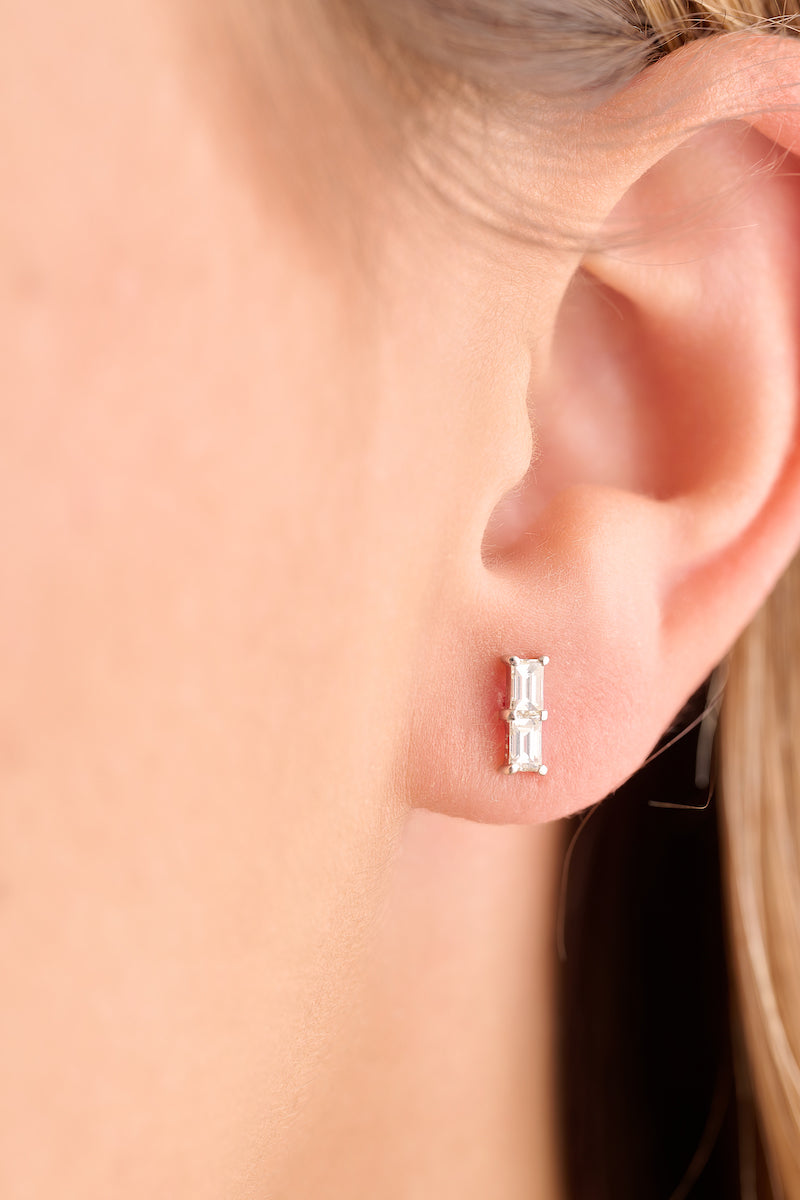 Double Emerald Diamond Studs – Henri Noël