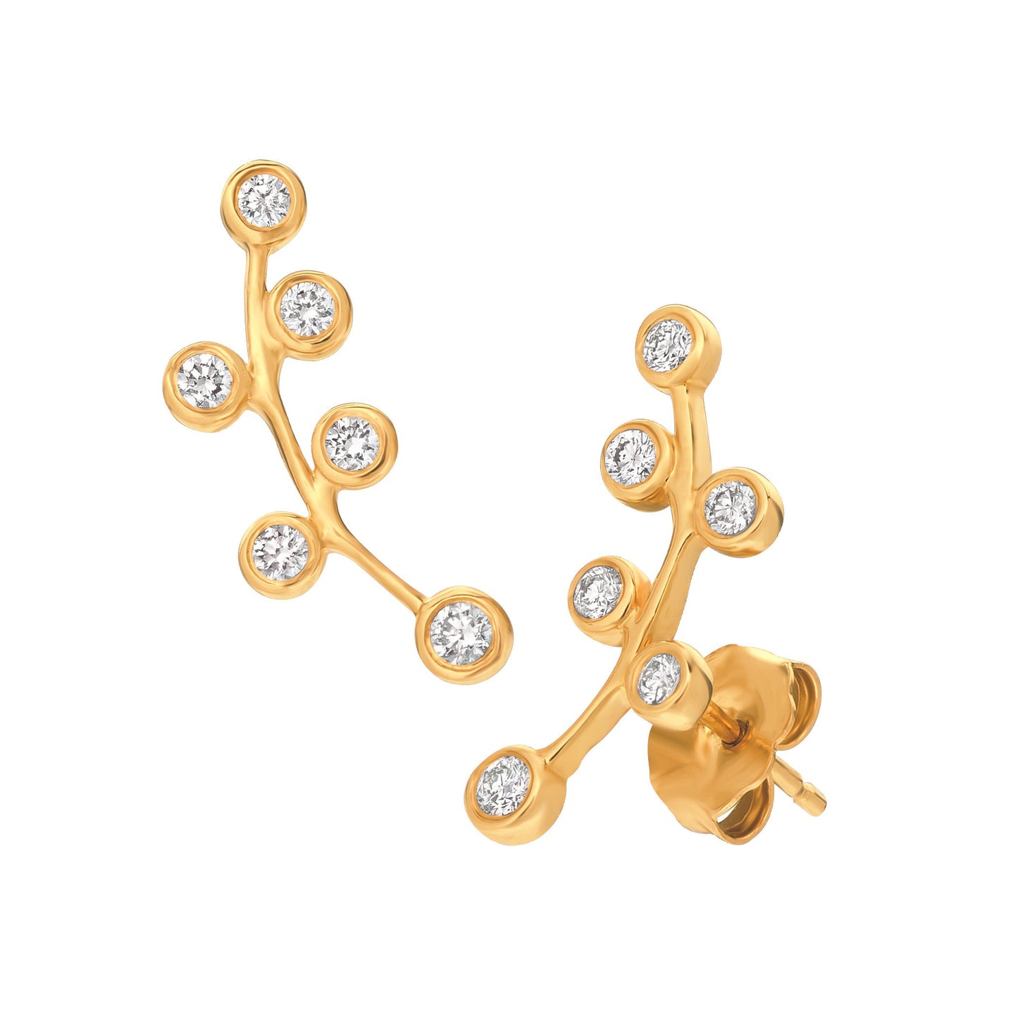 Bezel-set Diamond Climber Earring
