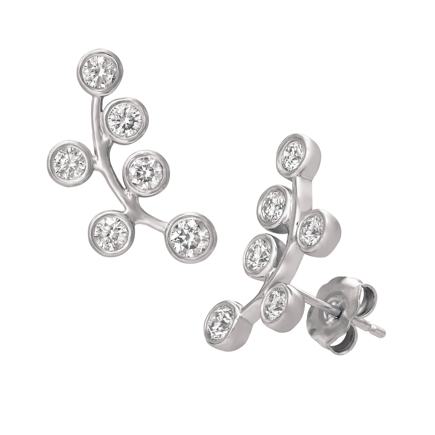 Bezel-set Diamond Climber Earring