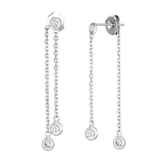 Diamond Bezel Double Drop Earrings