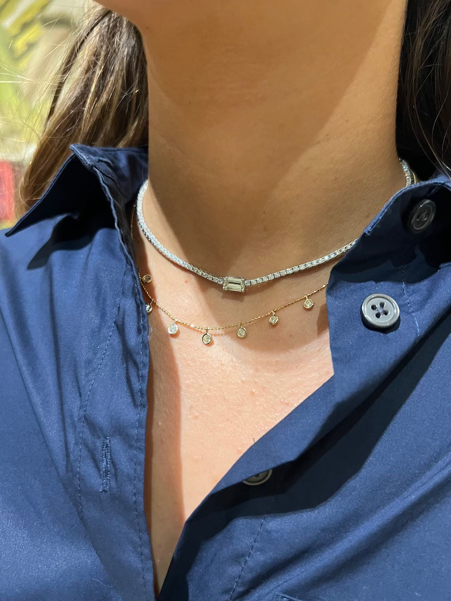 Emerald Cut Diamond Center Stone Tennis Necklace – Henri Noël