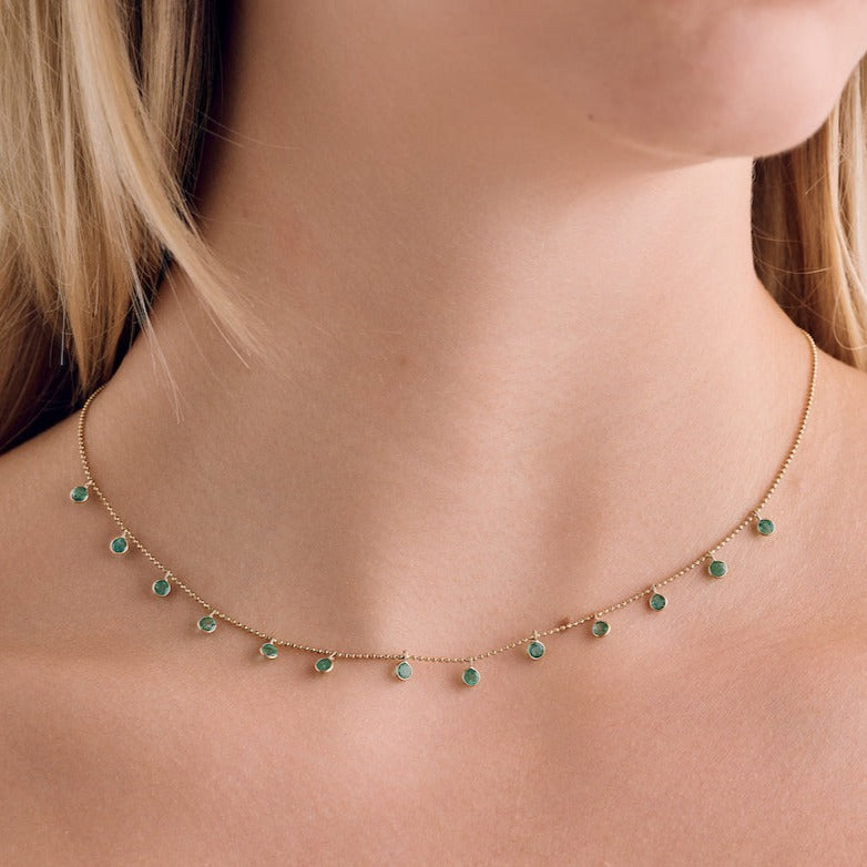 Emerald Drop Station Necklace | 14K Gold | Henri Noël – Henri Noël