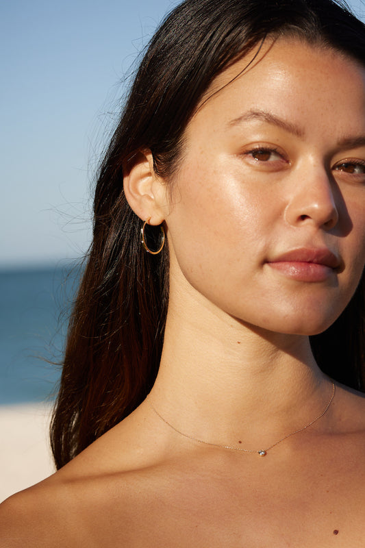 Flush Set Diamond Hoops – Henri Noël