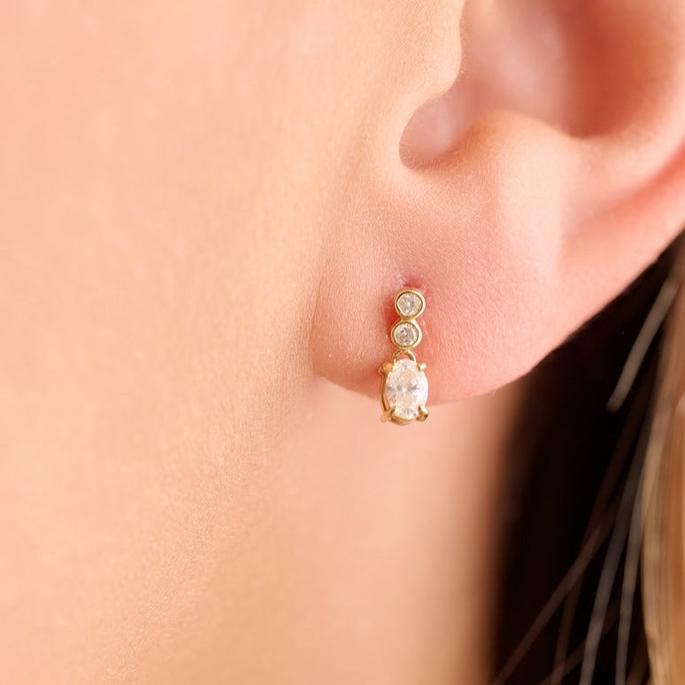 Oval Diamond Drop Studs