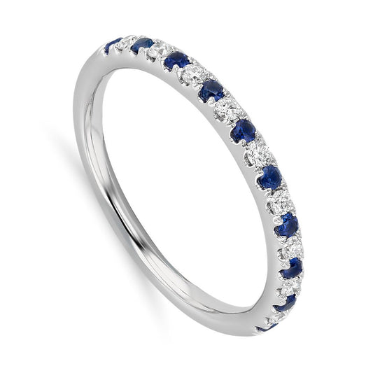 Half Pavé Sapphire and Diamond Ring – Henri Noël